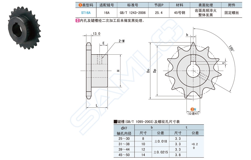 16A系列链轮的基本特点和常见规格